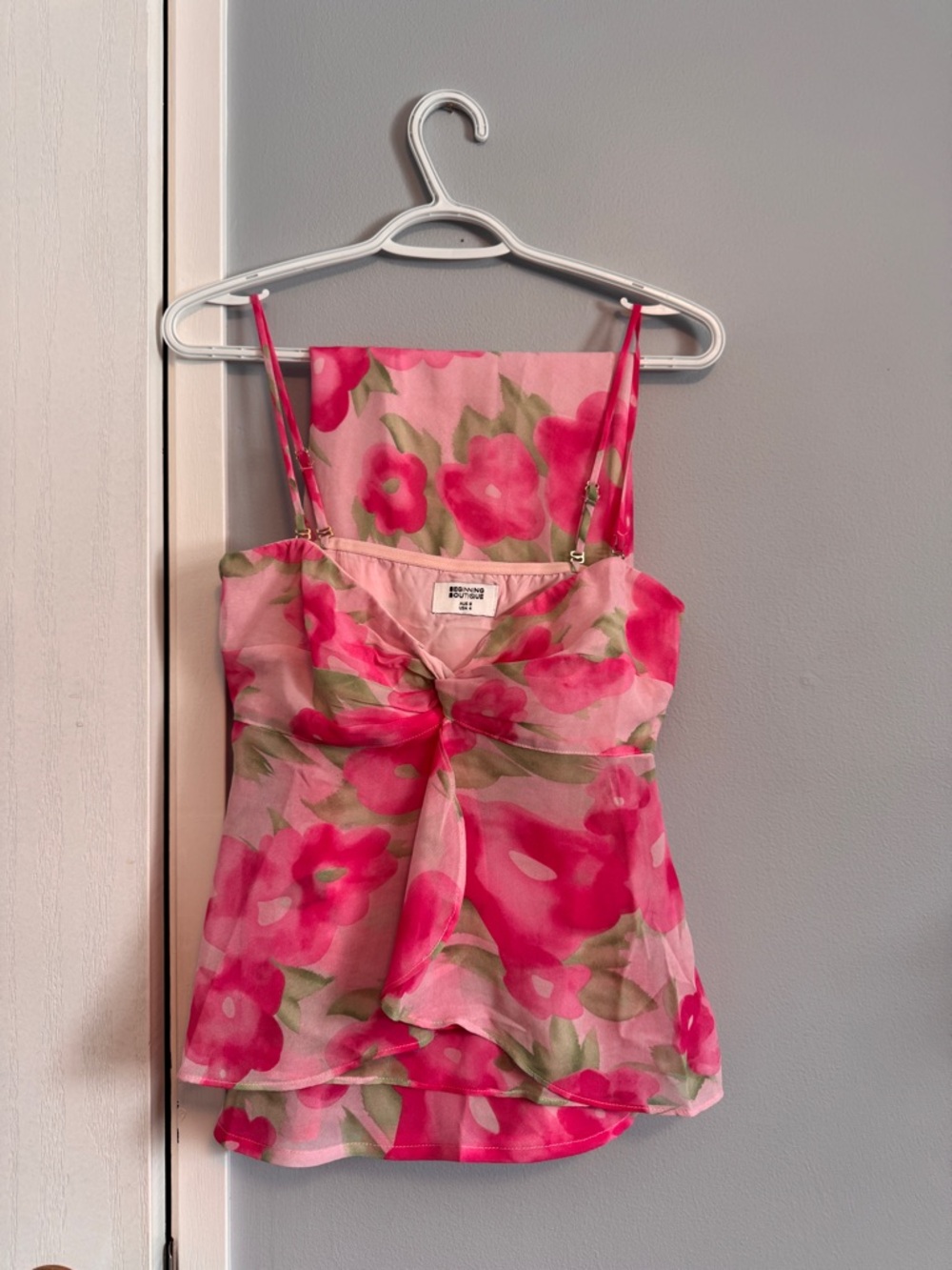 Beginning Boutique Pink Floral Tie-Front Camisole